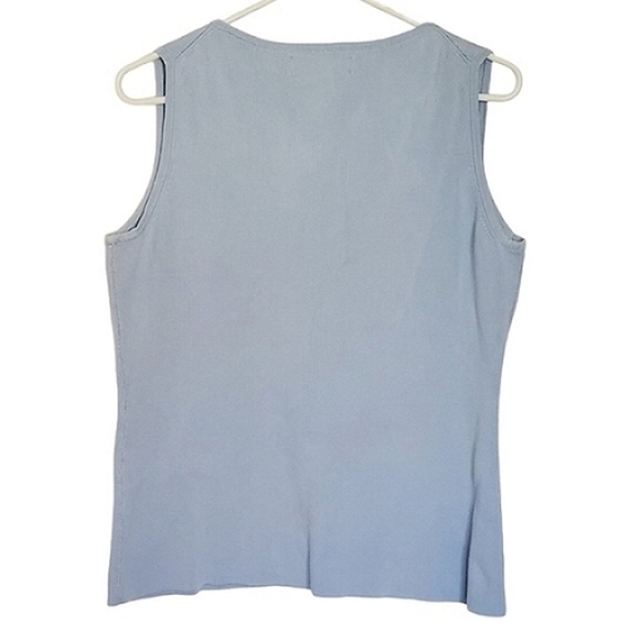 1057 * Geoffrey Beene V Neck Tank Baby Blue Size L Vintage - Picture 2 of 8